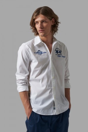 La Martina Regular-fit Stretch Cotton Men Shirts White | GIG-9326