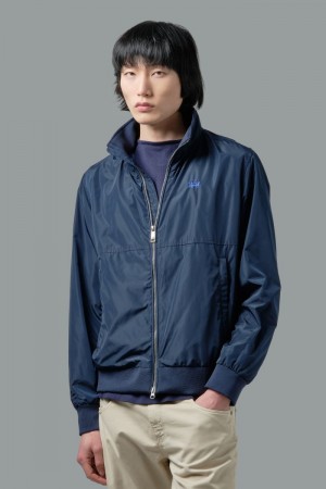 La Martina Regular-fit Synthetic Fibre Men Windbreaker Navy | NGK-7209