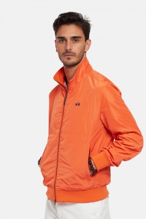 La Martina Regular-fit Synthetic Fibre Men Windbreaker Red Orange | TCB-1933