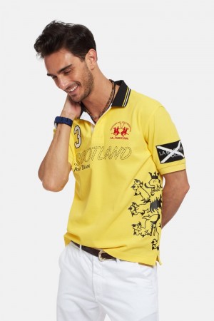 La Martina Short-sleeved Regular Fit Men Polo Shirt Yellow | SOQ-0768