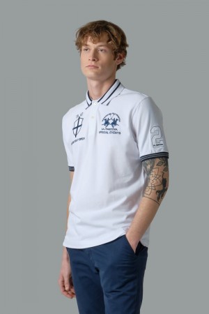 La Martina Short-sleeved Regular Fit Men Polo Shirt White | ZPB-0654