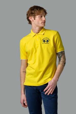 La Martina Short-sleeved Regular Fit Men Polo Shirt Yellow | FOJ-6060