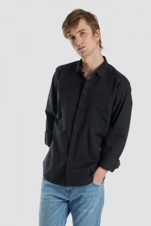 La Martina Slim-fit Stretch Cotton Men Shirts Black | NEK-3035