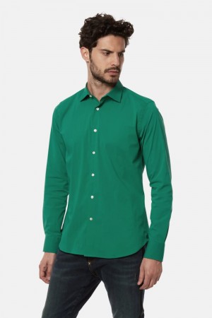 La Martina Slim-fit Stretch Cotton Men Shirts Green | RIS-6241