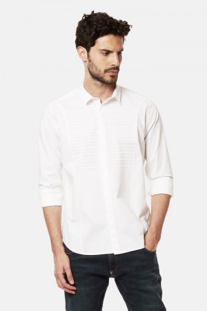 La Martina Slim-fit Stretch Cotton Men Shirts White | FYG-4395
