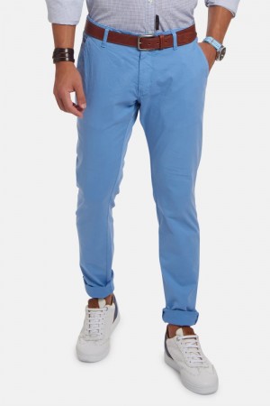 La Martina Slim-fit Stretch Cotton Men Trousers Blue | IWO-3262