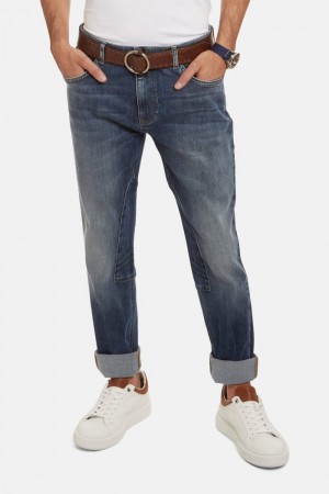 La Martina Slim-fit Stretch Cotton Men Trousers Indigo | UMF-5664