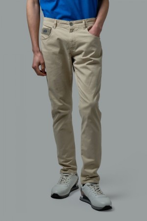 La Martina Slim-fit Stretch Cotton Men Trousers Beige | ZXE-6602