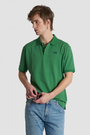 La Martina Slim-fit Stretch Piqué Men Polo Shirt Green | NSI-5937