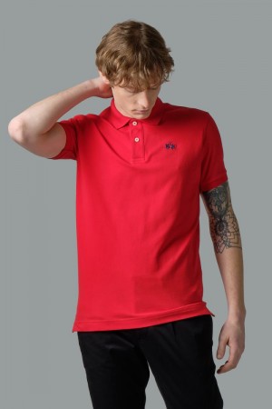 La Martina Slim-fit Stretch Piqué Men Polo Shirt Red | QOP-8236