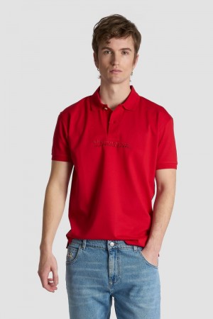 La Martina Slim-fit Stretch Piqué Men Polo Shirt Red | VDY-0820