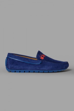 La Martina Suede Men Moccasins Navy | QHU-9551