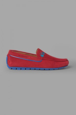 La Martina Suede Men Moccasins Red | AAT-9995