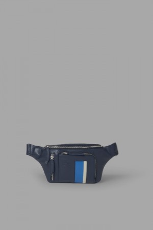La Martina Two-tone Leather Men Belt Bags Navy | ORP-2533