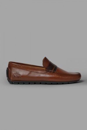 La Martina Two-tone Leather Men Moccasins Brown | NCM-7518