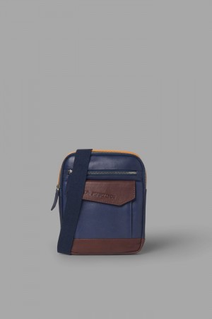 La Martina Two-tone Men Crossbody Bag Navy | DMG-7923