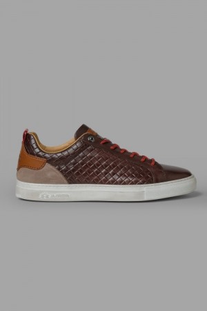 La Martina Woven Leather Men Sneakers Chocolate Brown | ALD-8473