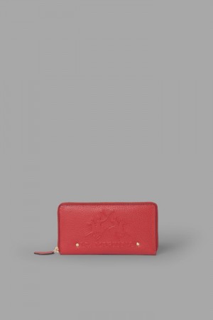 La Martina Zip-around Leather Women Purses Red | TBH-3005